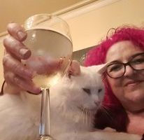 me and Emmett enjoying a glass of wine